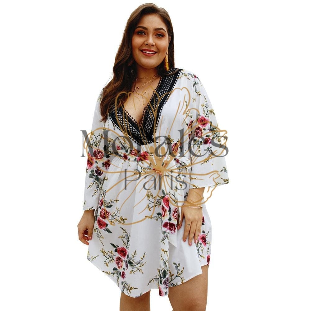 Robe Bohème Blanche à Fleurs – Image 9