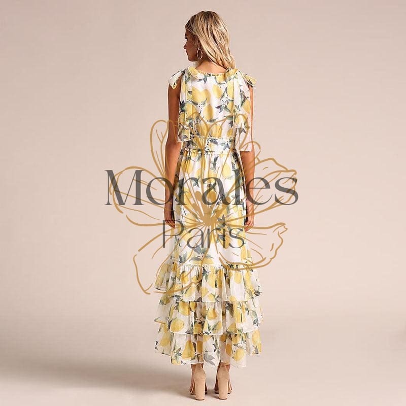 Robe Longue Bohème Blanche Et Jaune – Image 5