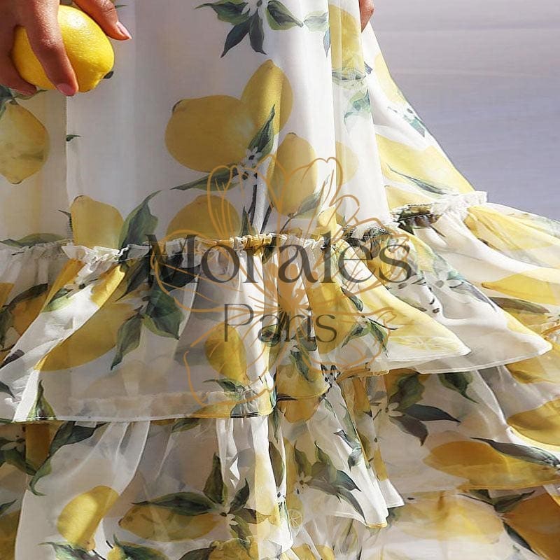 Robe Longue Bohème Blanche Et Jaune – Image 7