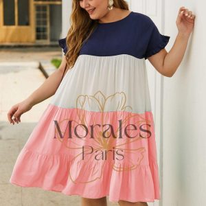 Robe Plissé Trois Couleurs