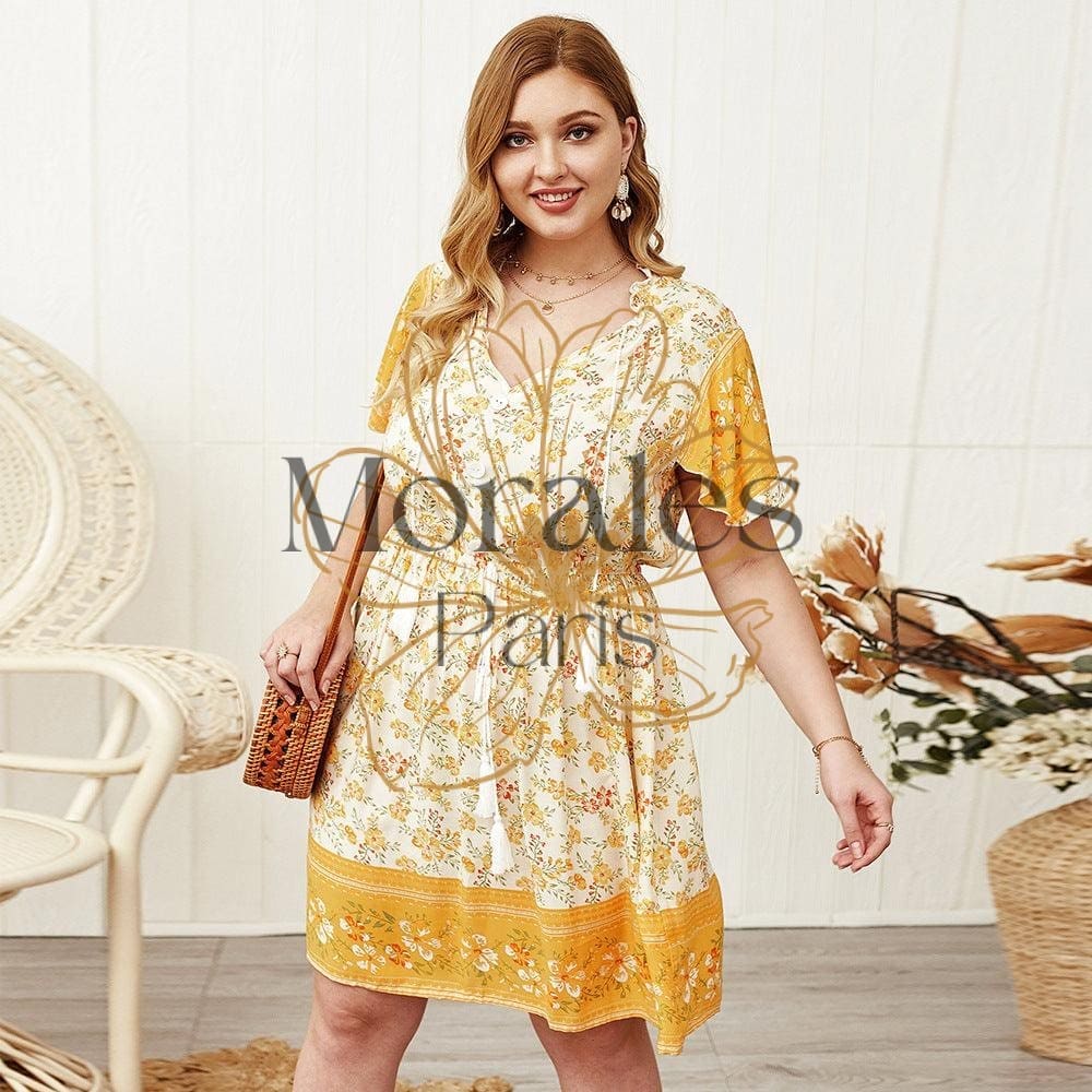 Robe Élégante Bohème Motif Fleuri – Image 5