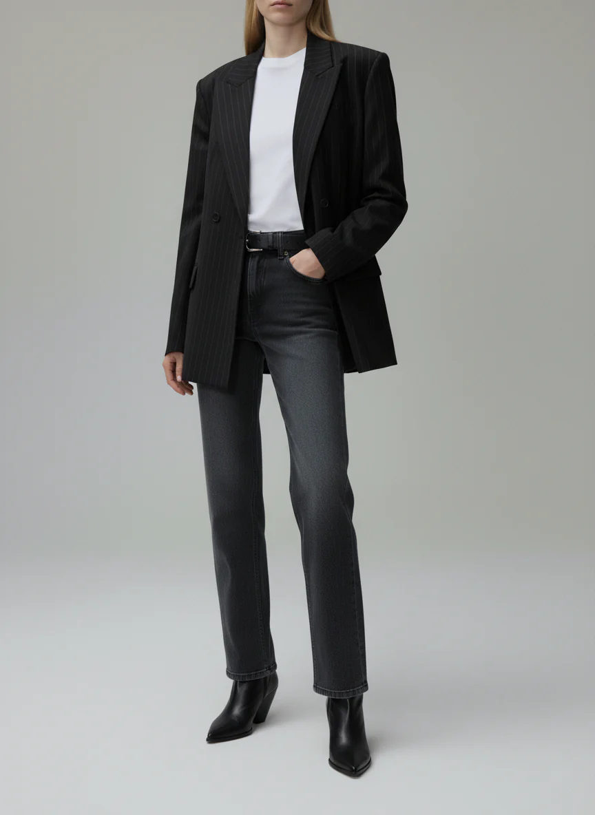 Blazer Veste Noir Rayée – Image 8
