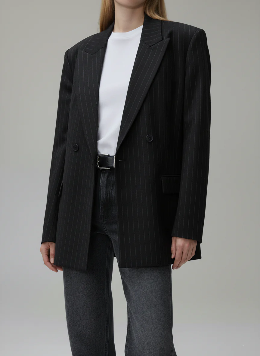 Blazer Veste Noir Rayée – Image 5