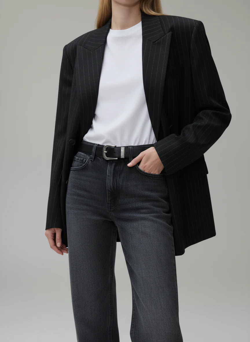 Blazer Veste Noir Rayée – Image 7