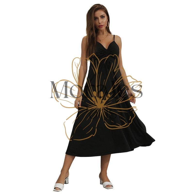 Robe Longue Bohème Décontractée Noire