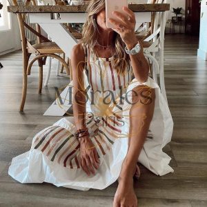 Robe De Maternité Blanche Hippie