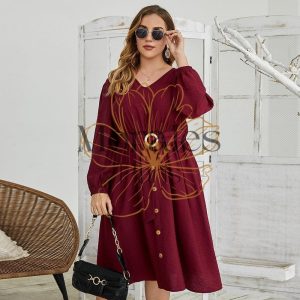 Robe Manches Bouffantes Bordeaux