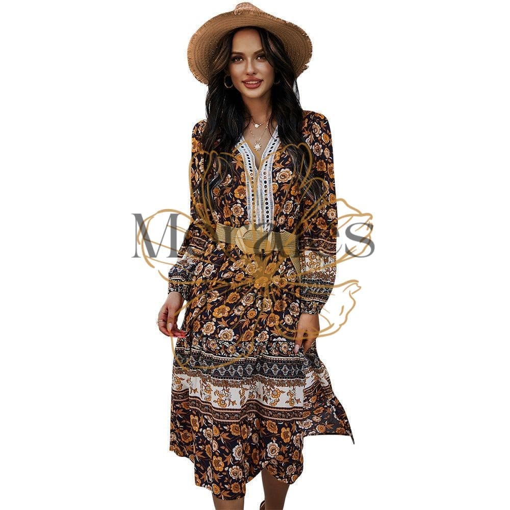 Robe Hippie Florale Noire – Image 7