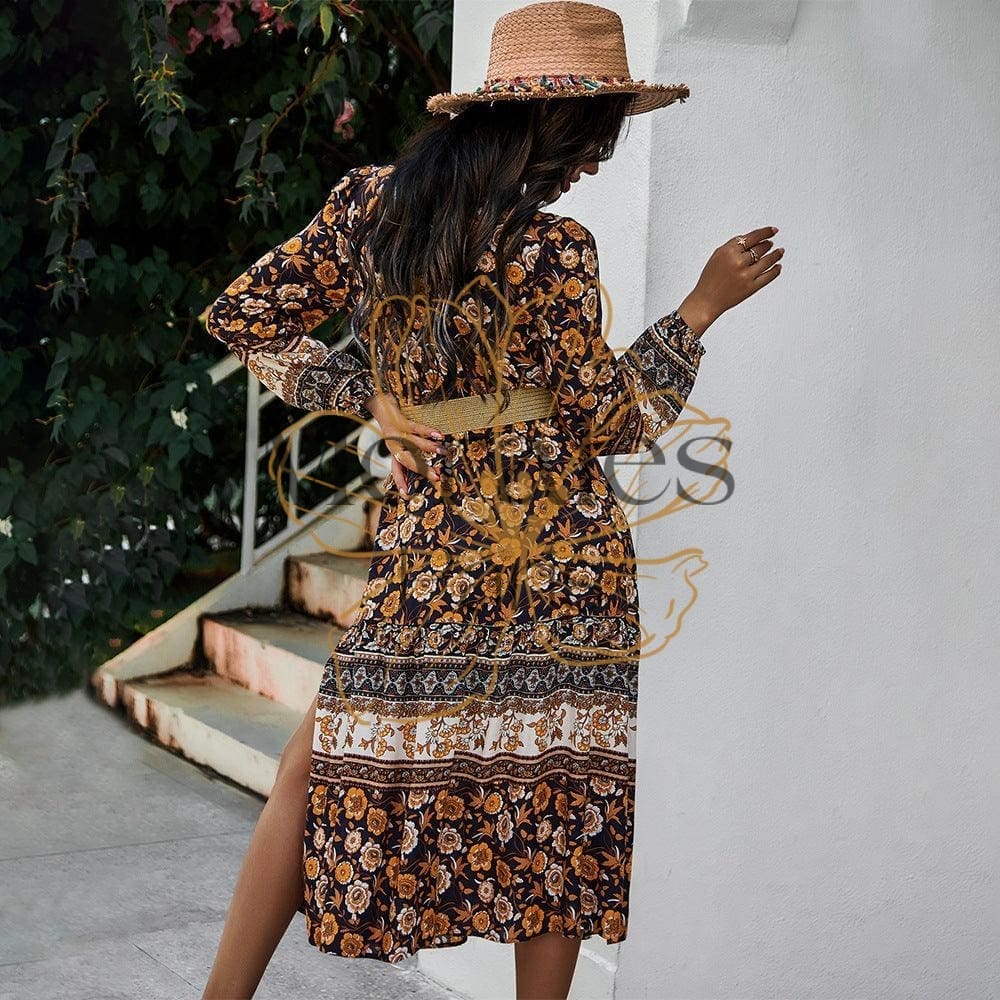 Robe Hippie Florale Noire – Image 6