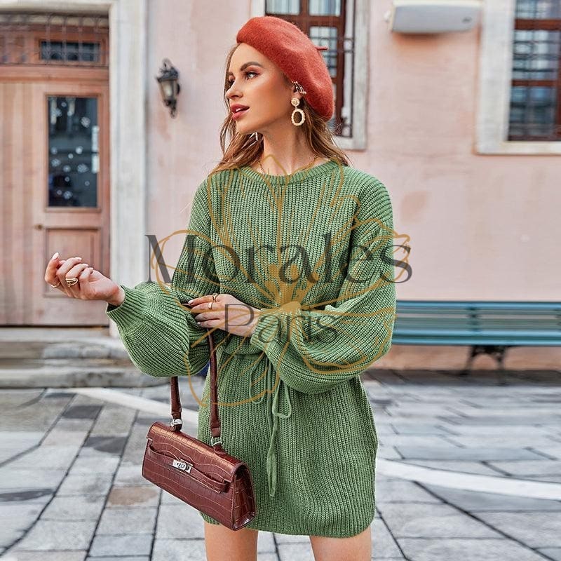 Robe Bohème Verte En Tricot – Image 5