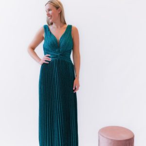 Robe longue plissée à paillettes taille 44