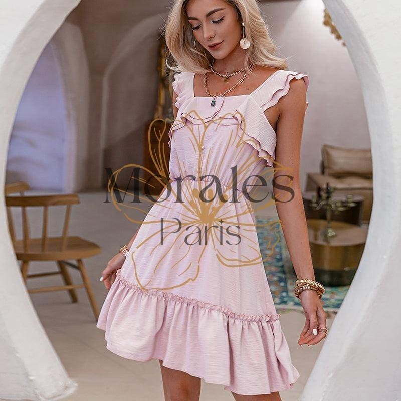 Robe D’Été Rétro Rose À Volants – Image 8