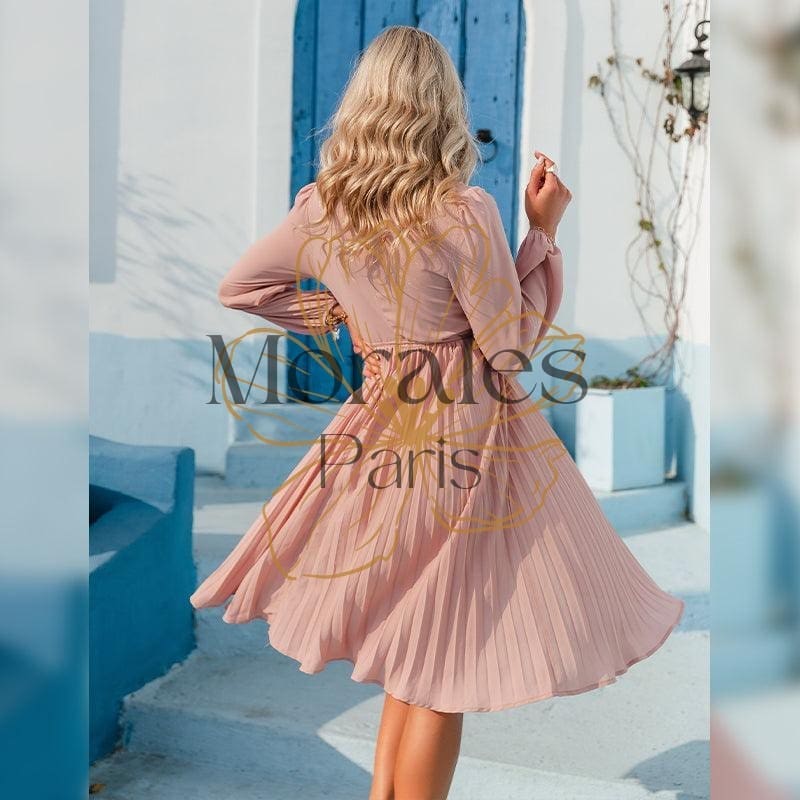 Robe Rose Élégante À Taille Haute - Image 9