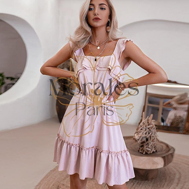 Robe D’Été Rétro Rose À Volants – Image 5