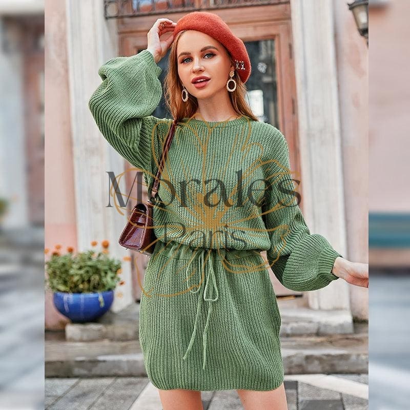 Robe Bohème Verte En Tricot – Image 8