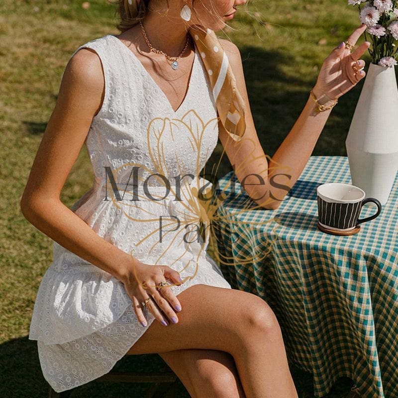 Mini Robe Blanche À Volants - Image 6