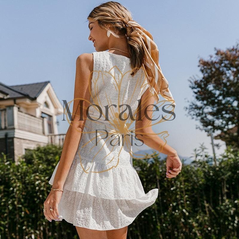 Mini Robe Blanche À Volants - Image 7