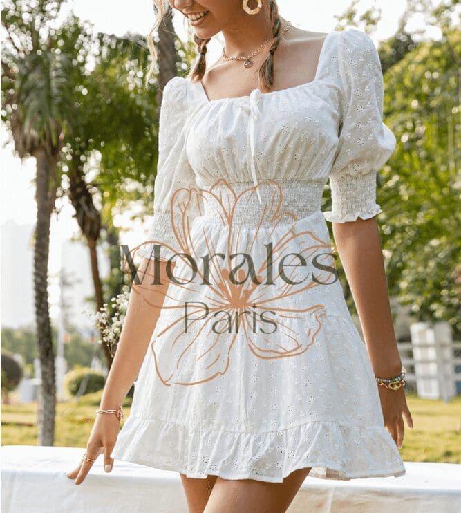 Mini Robe Blanche Hippie