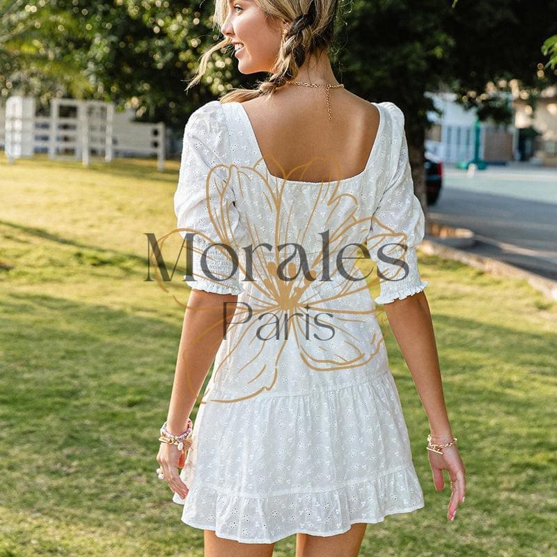 Mini Robe Blanche Hippie - Image 6