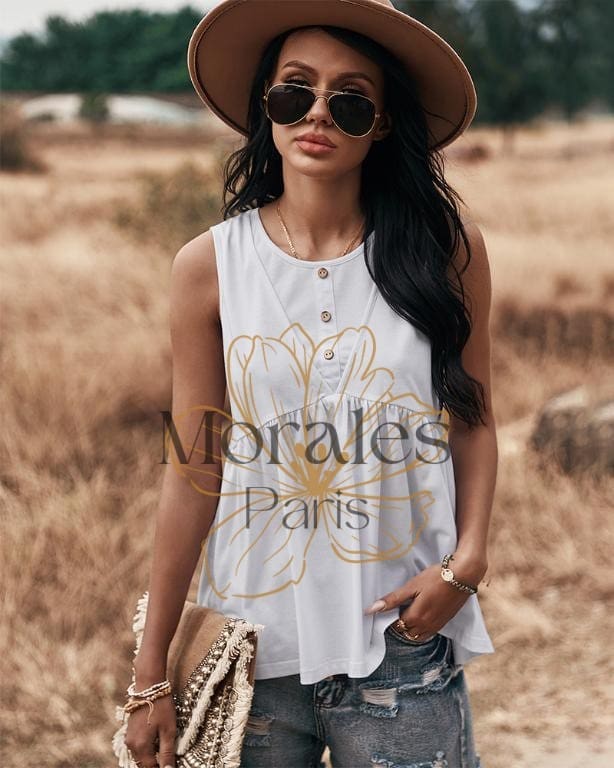 Tunique Bohème Blanche Volantée – Image 2