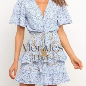 Robe Imprimée À Fleurs Bleu Hippie
