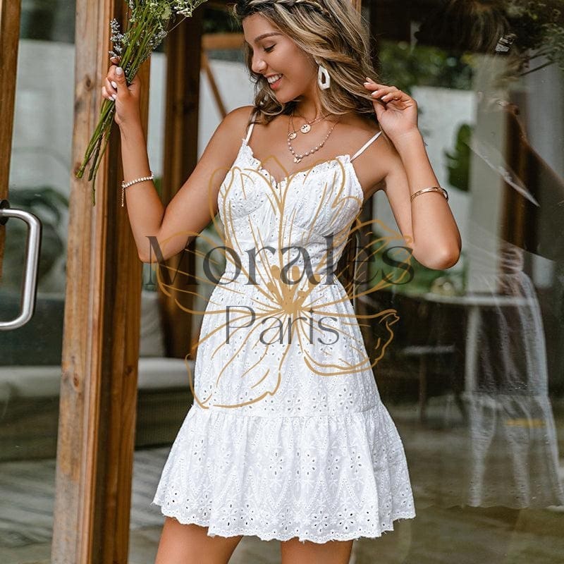 Robe Bohème Blanche Mini - Image 5