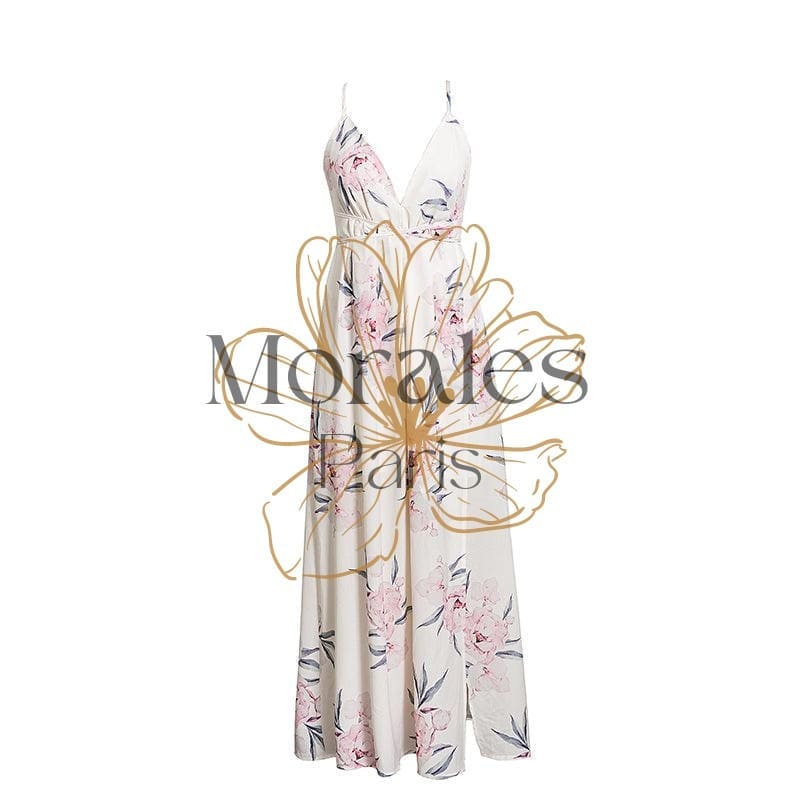 Robe Longue En Mousseline De Soie Blanche – Image 3