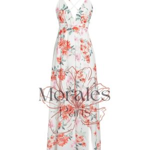 Robe Longue Bohème À Fleurs Blanches