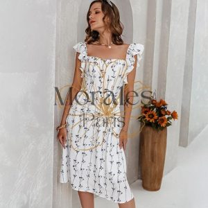Robe À Imprimé Floral Blanc
