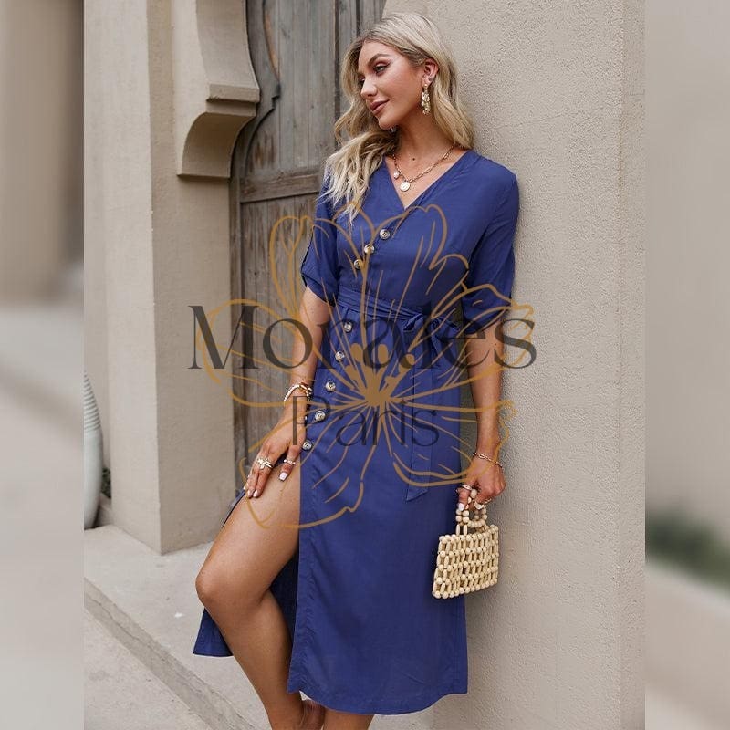 Robe Midi Bleue Bohème – Image 2