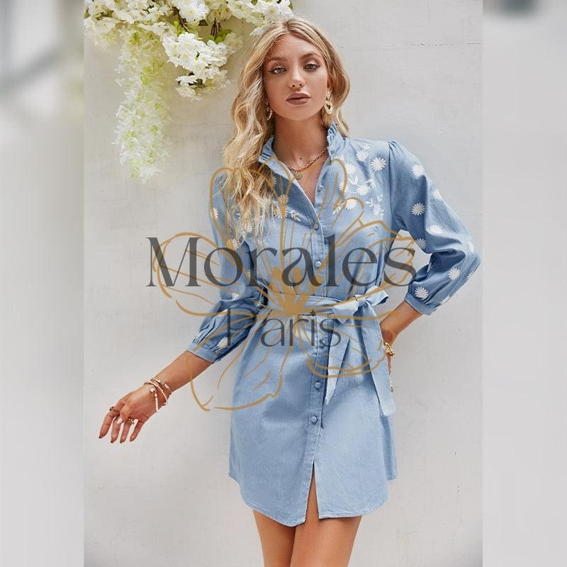 Robe De Bureau Bohème Bleue – Image 5