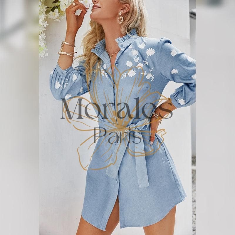 Robe De Bureau Bohème Bleue – Image 6