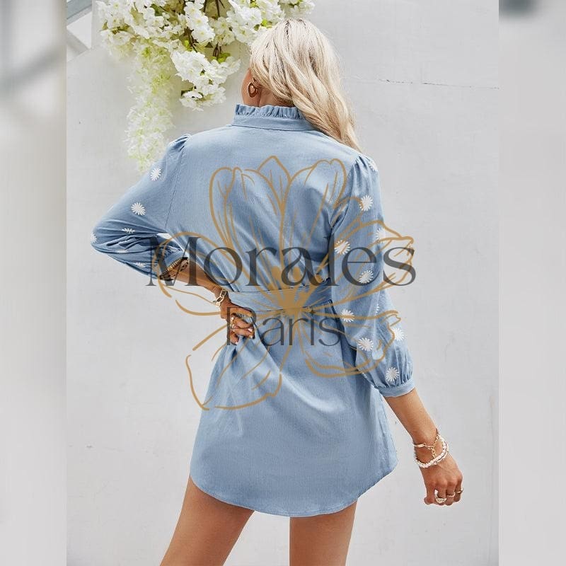 Robe De Bureau Bohème Bleue – Image 9