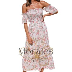 Robe Florale Gitane À Épaules Décolletées