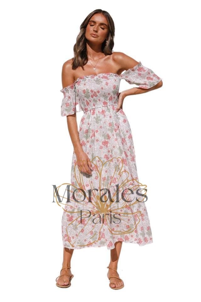 Robe Florale Gitane À Épaules Décolletées – Image 3