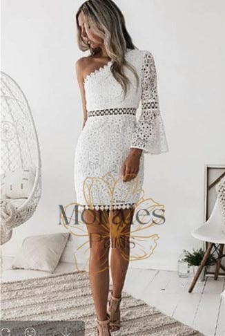 Robe Courte Bohème Blanche Asymétrique