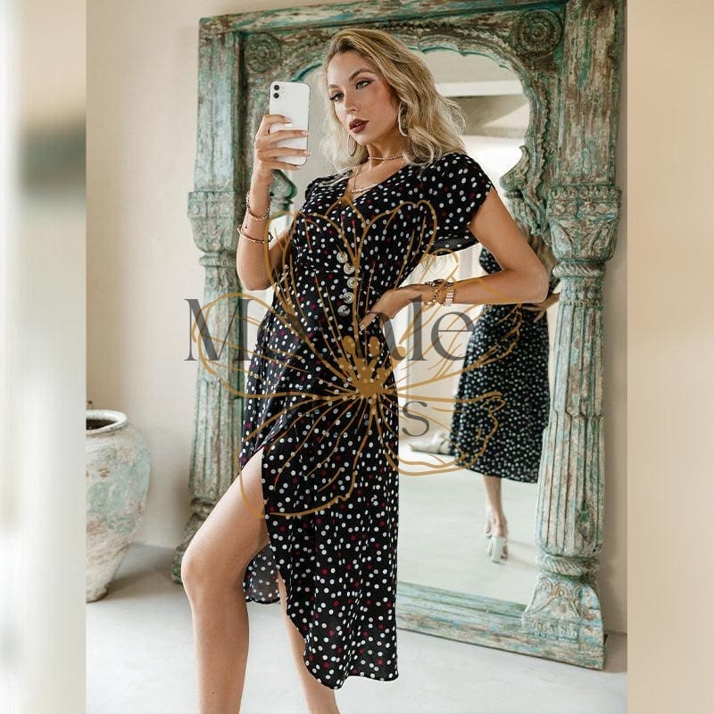 Robe Bohème Fluide Noire – Image 2