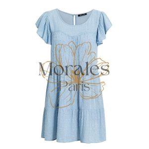 Robe Courte Bleue Mignonne De Bohème