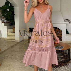 Robe Blanche Décontractée À Col V