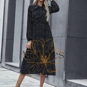 Robe Bohème À Pois Noirs Et Blancs
