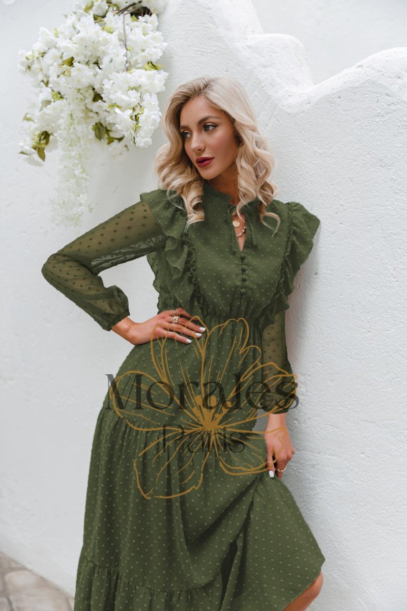 Robe Bohème Vert Olive – Image 7