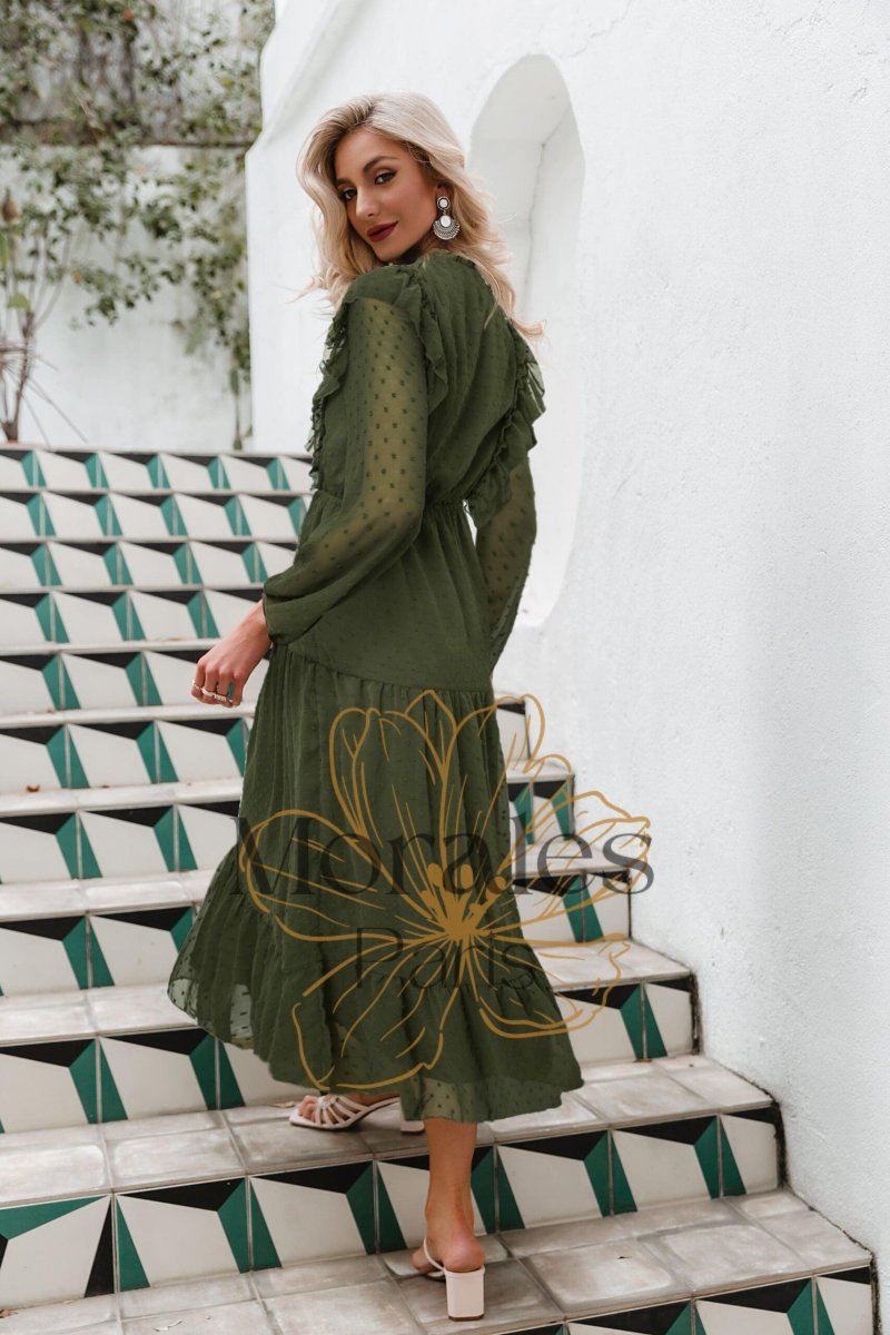 Robe Bohème Vert Olive – Image 8
