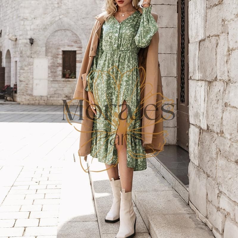 Robe Midi Vert Campagne – Image 7