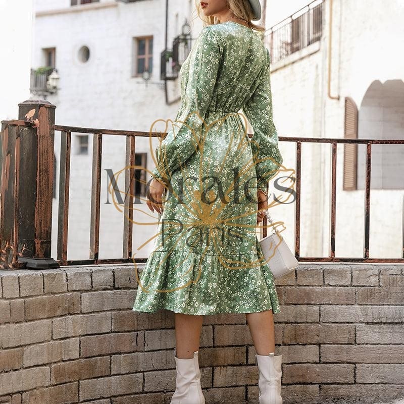 Robe Midi Vert Campagne – Image 6
