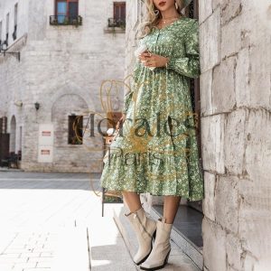 Robe Midi Vert Campagne