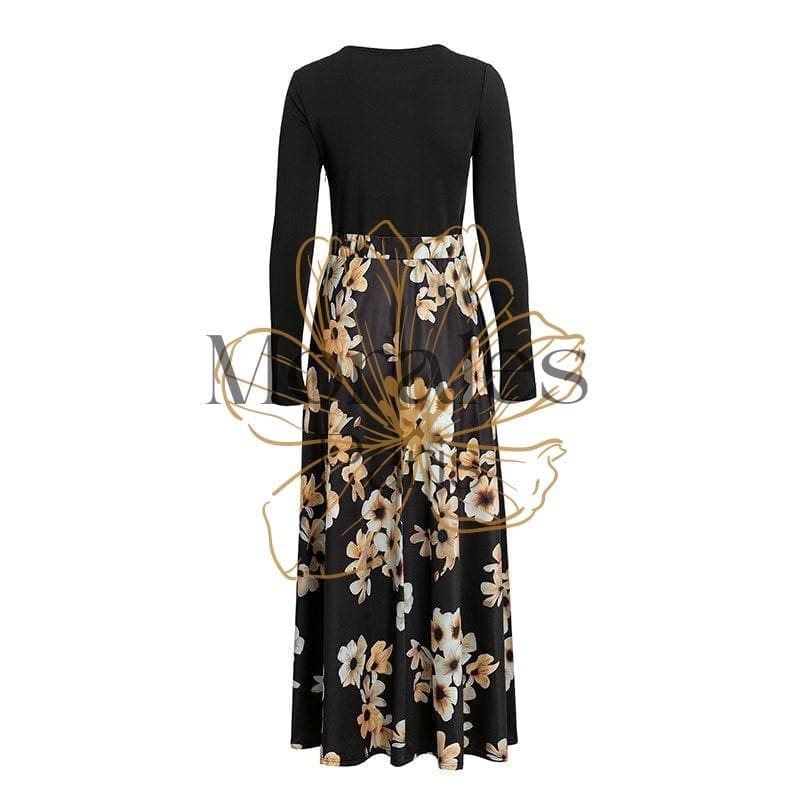 Robe Noire Bohème À Fleurs – Image 2
