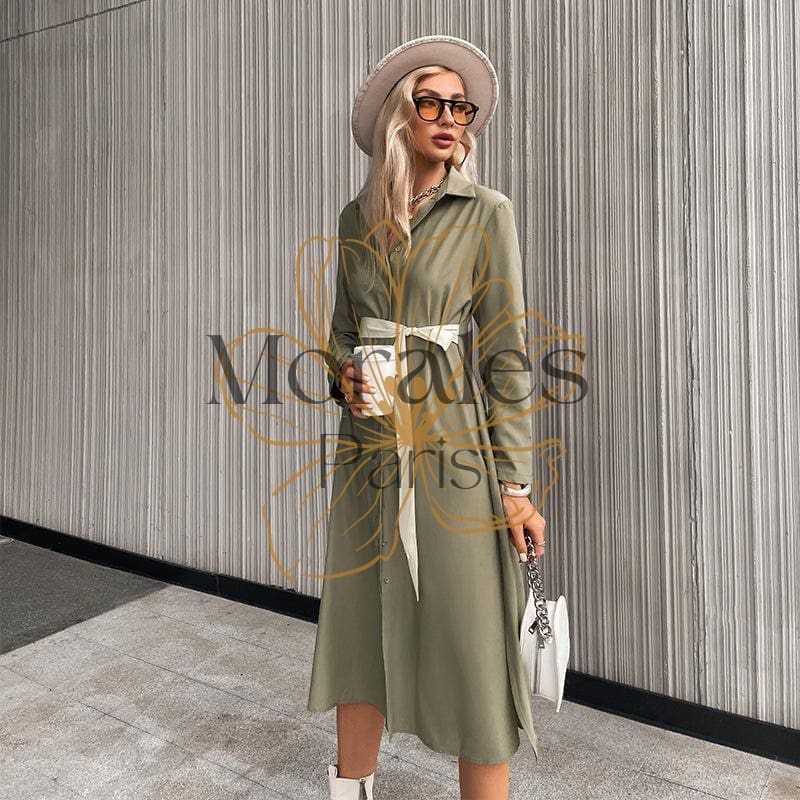 Robe Chemise Verte Élégante – Image 5