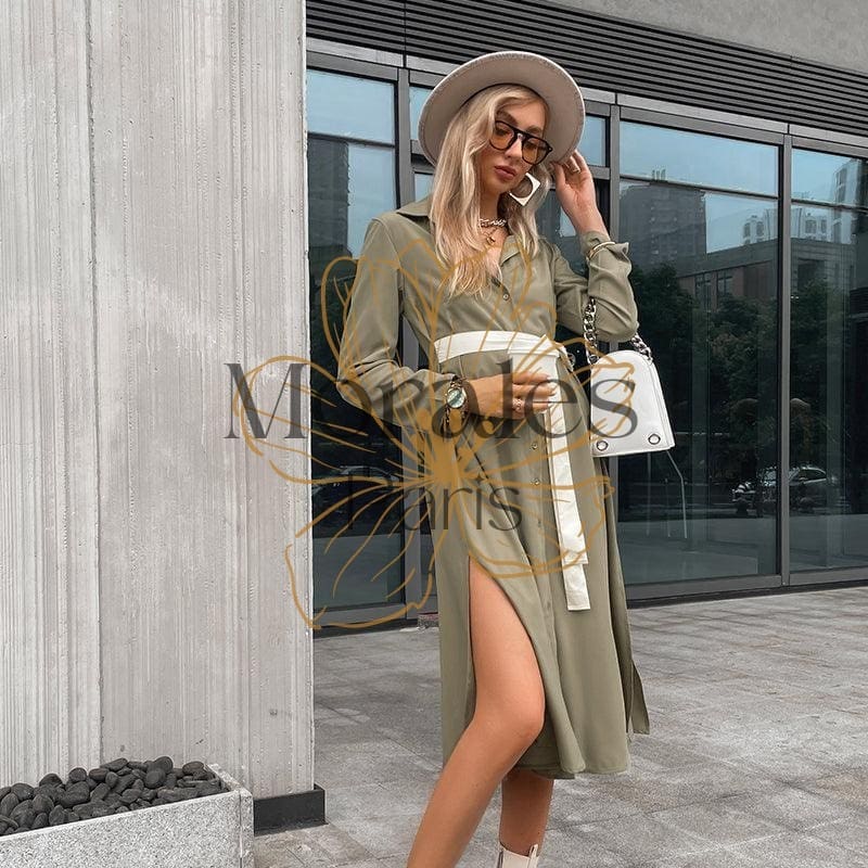 Robe Chemise Verte Élégante – Image 7