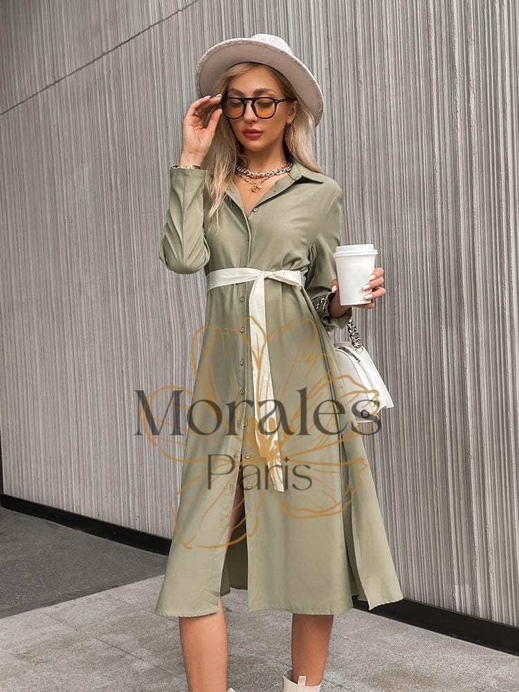 Robe Chemise Verte Élégante – Image 8