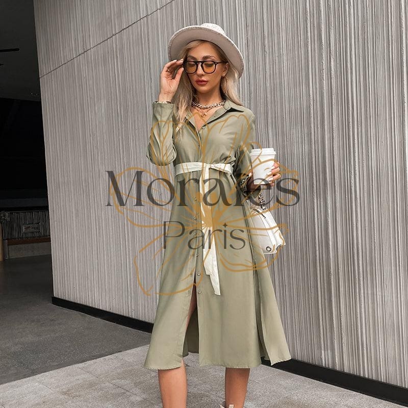 Robe Chemise Verte Élégante – Image 2